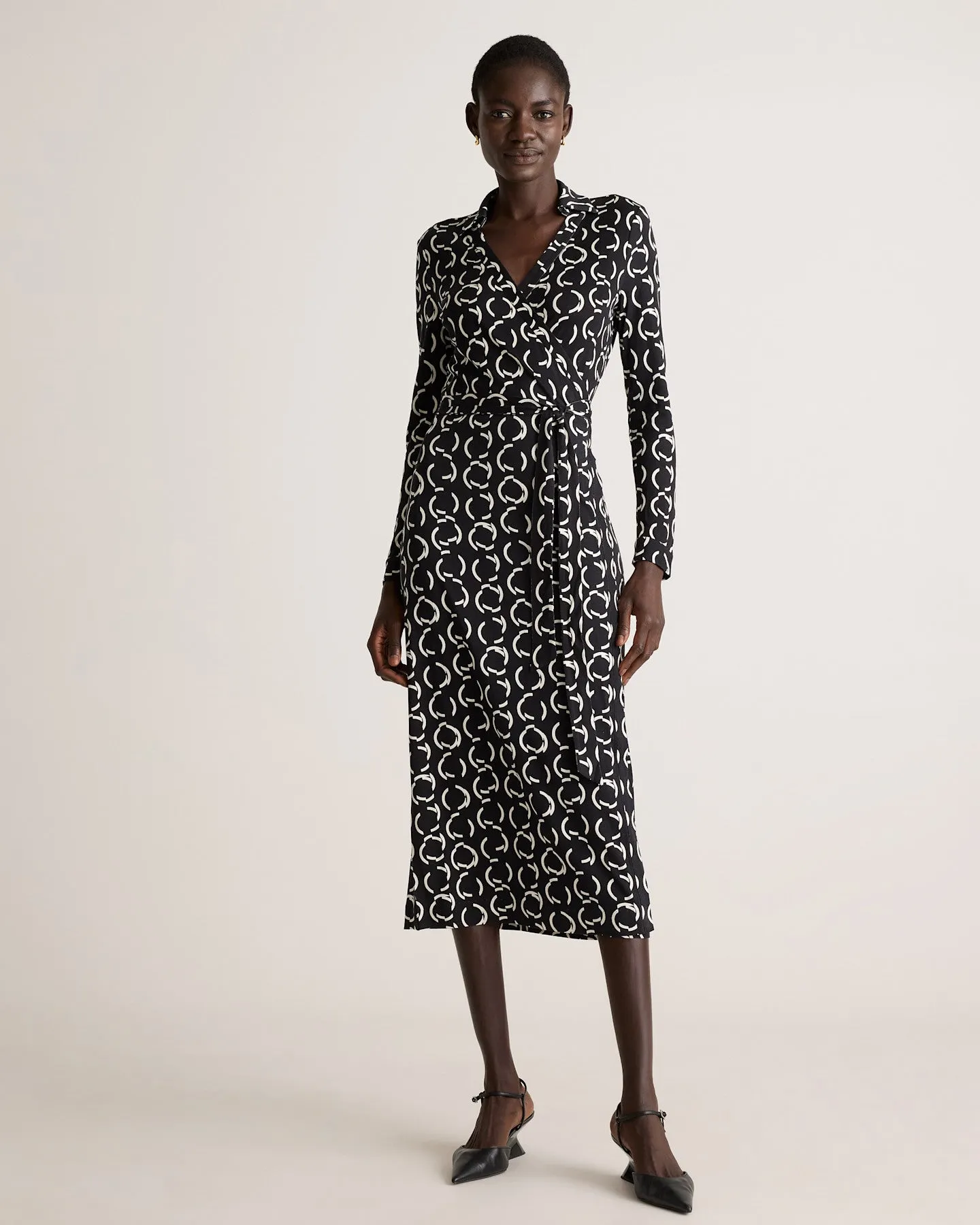 100% Silk Jersey Midi Wrap Dress