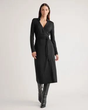 100% Silk Jersey Midi Wrap Dress