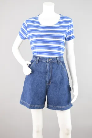90s High Waisted Carpenter Jean Shorts, Women's Size 10, 28" Waist