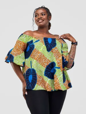 Ankara Top - Peplum Orange / Green / Blue