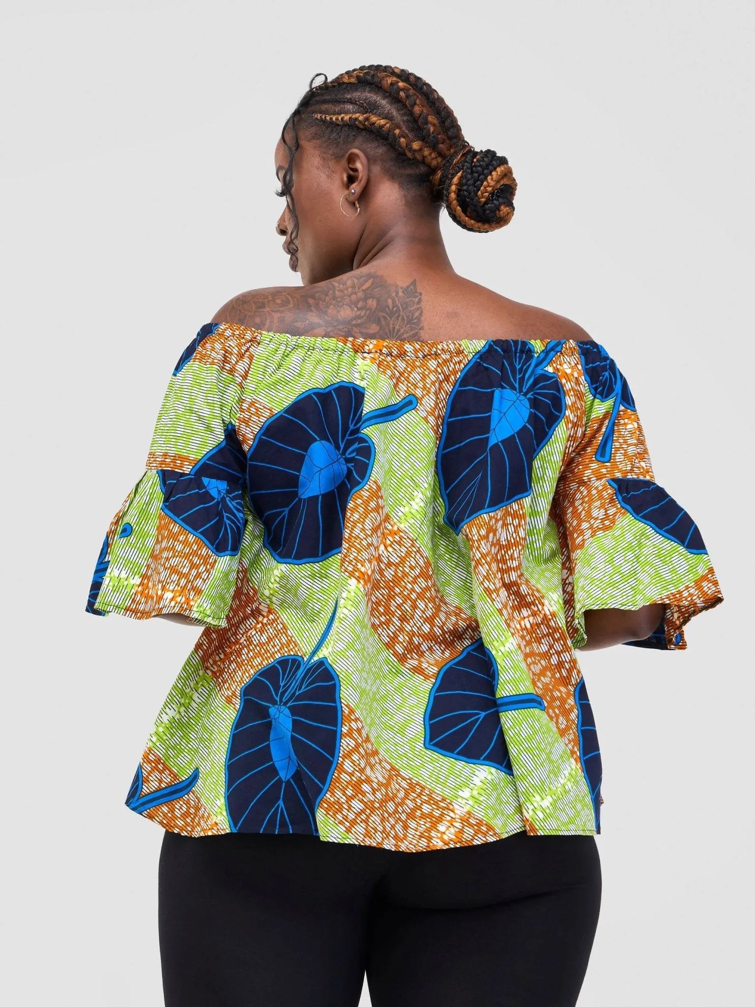 Ankara Top - Peplum Orange / Green / Blue