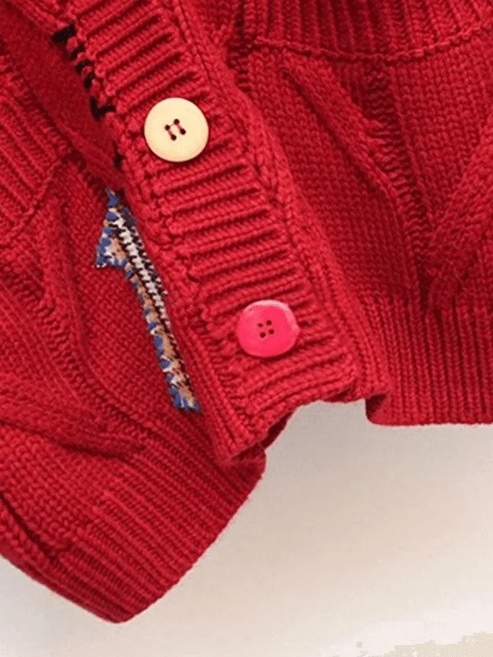 Back To School Sonicelife Oversized Embroidery Knit Cardigan