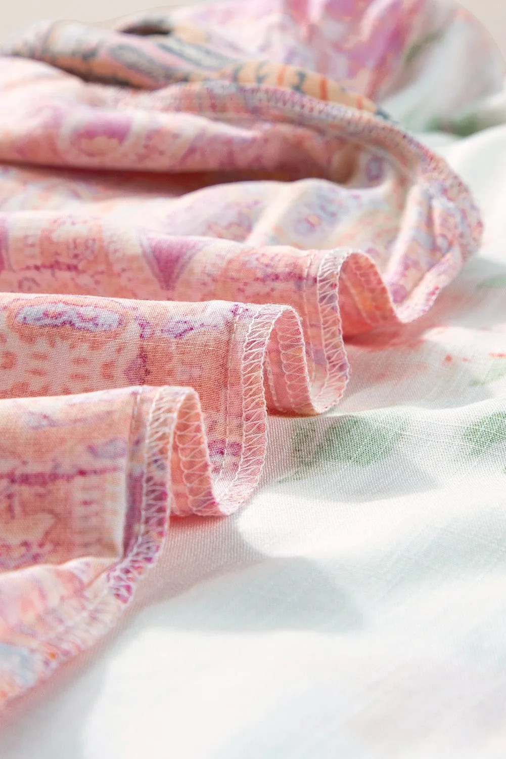 Bohemian Blossom Button-Up V-Neck Blouse