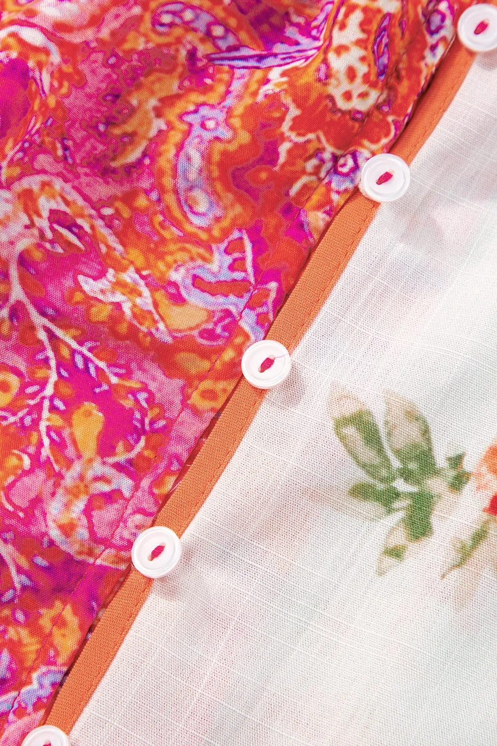 Bohemian Blossom Button-Up V-Neck Blouse
