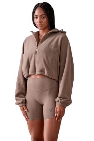 BOXY BOMBER JACKET - Tan