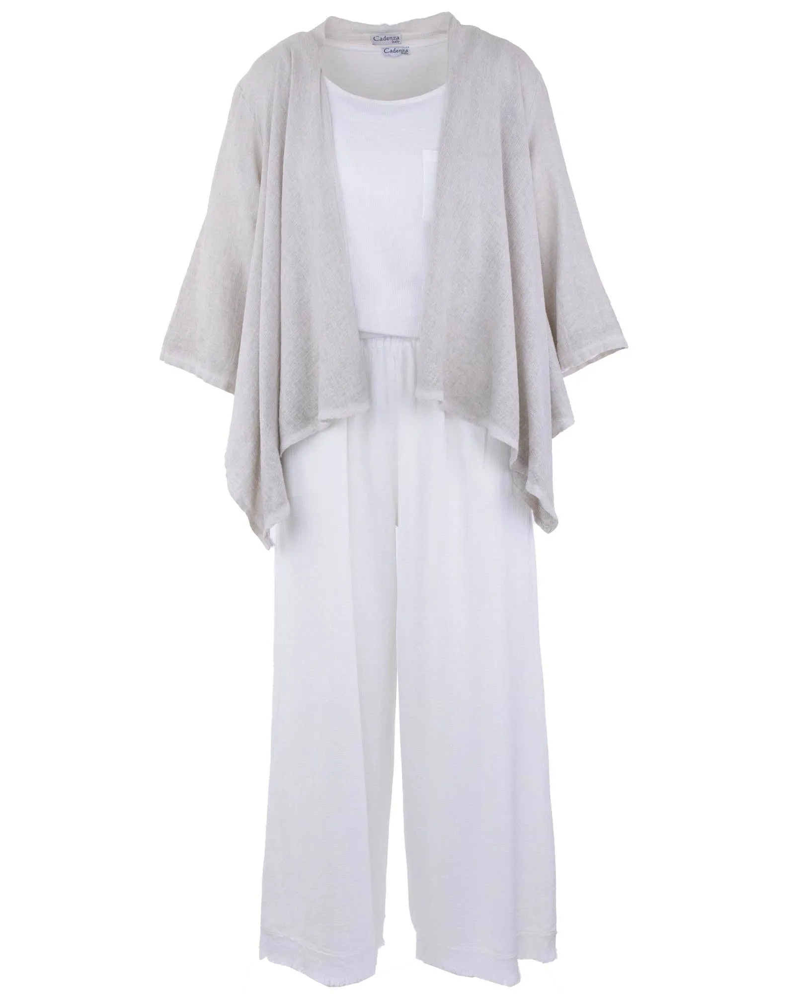 Cadenza Linen and Cotton Blend Trousers: One Size