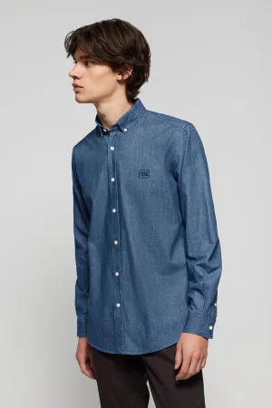 Camisa denim regular fit con logo bordado
