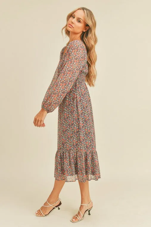 Cassady Floral Print Midi Dress