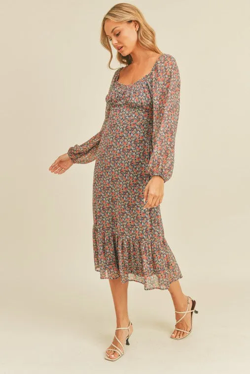 Cassady Floral Print Midi Dress