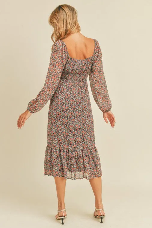 Cassady Floral Print Midi Dress