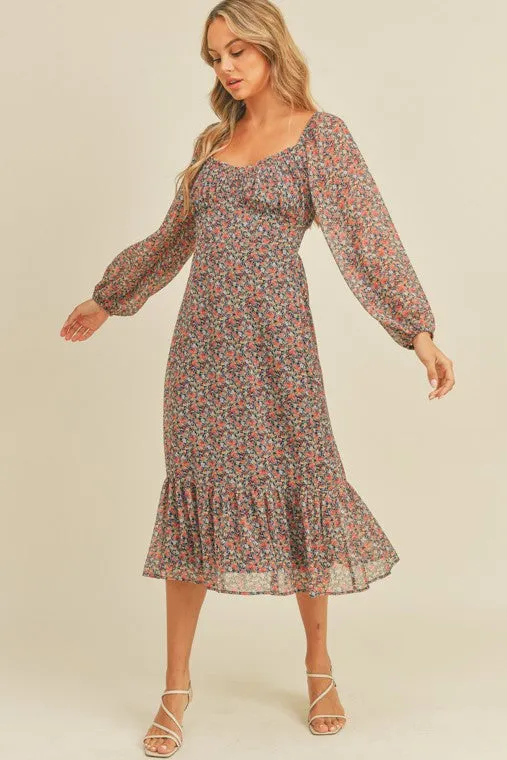 Cassady Floral Print Midi Dress