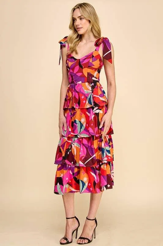 Colorful Abstract Midi Dress