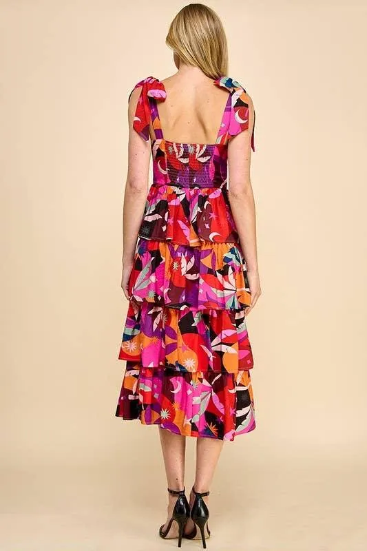 Colorful Abstract Midi Dress