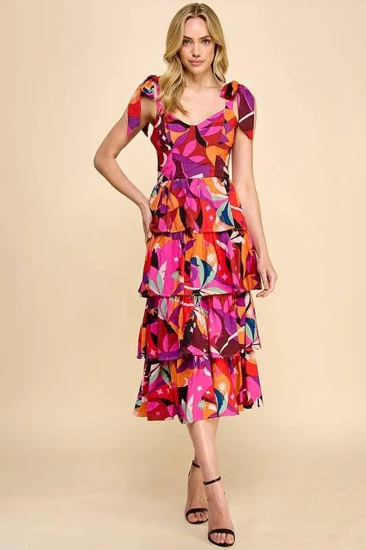 Colorful Abstract Midi Dress