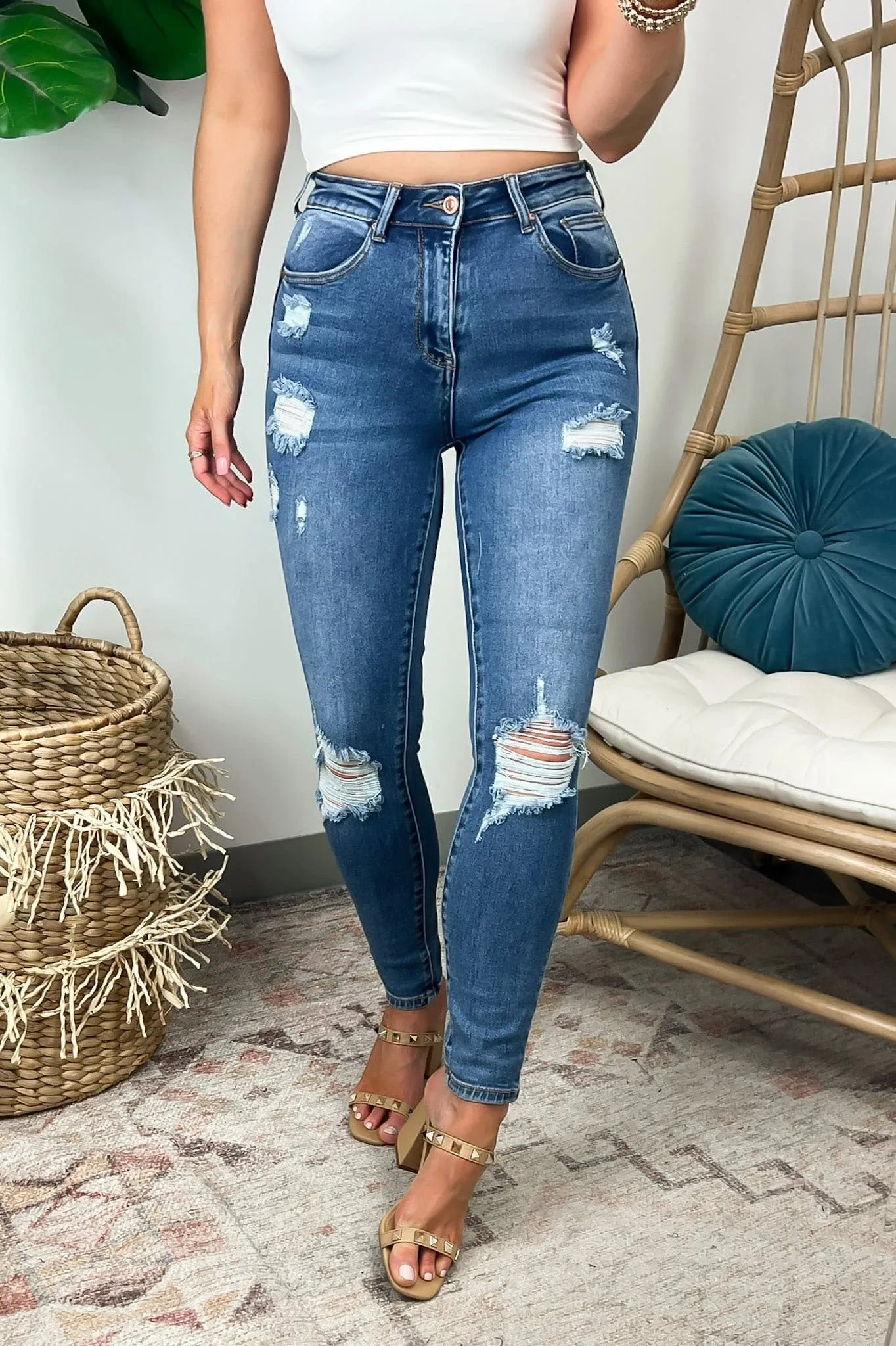 Confident Charisma Vintage Push-Up High Rise Skinny Jeans - FINAL SALE