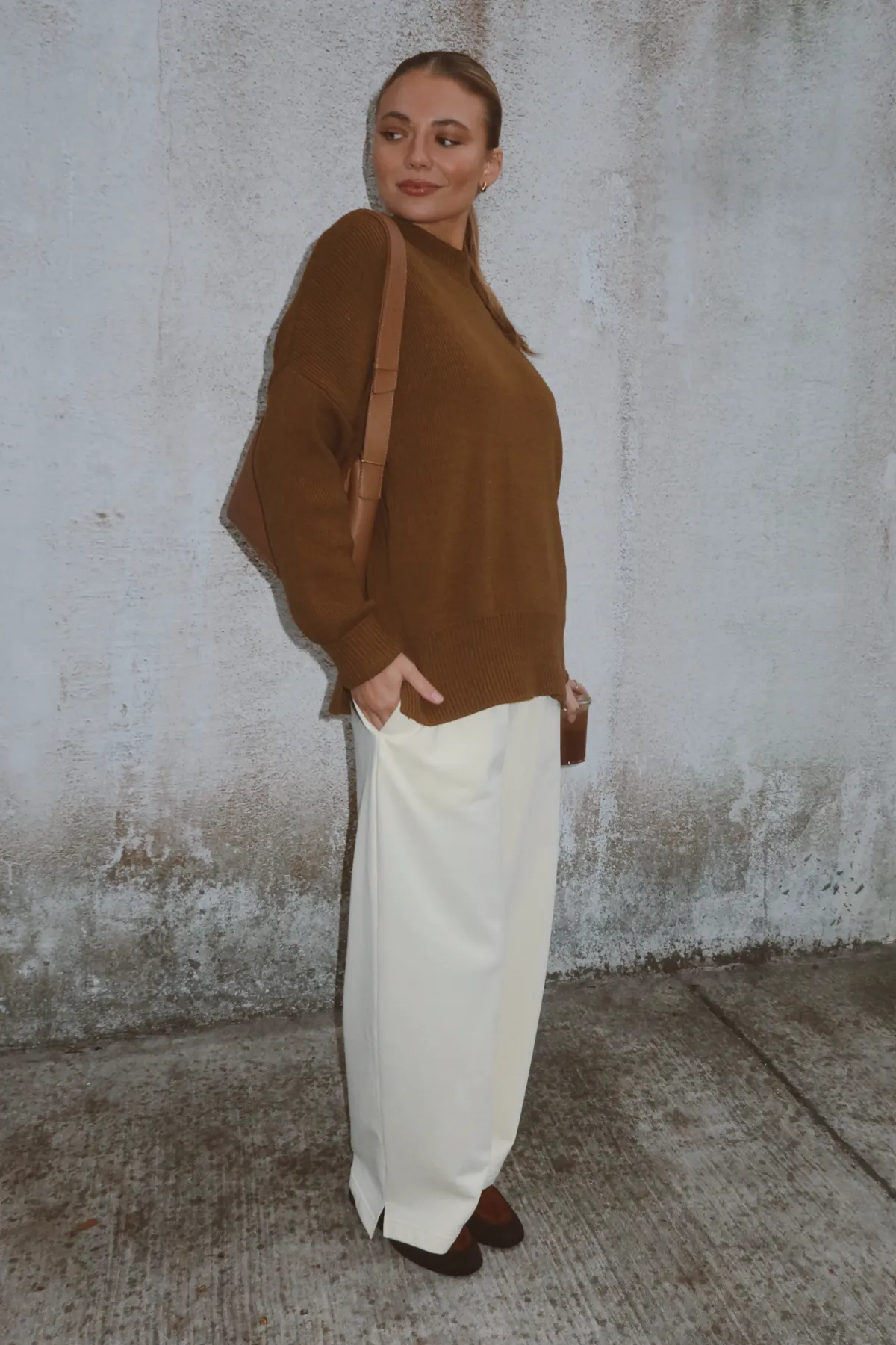 CREAM CORA WIDE-LEG LOUNGE PANT