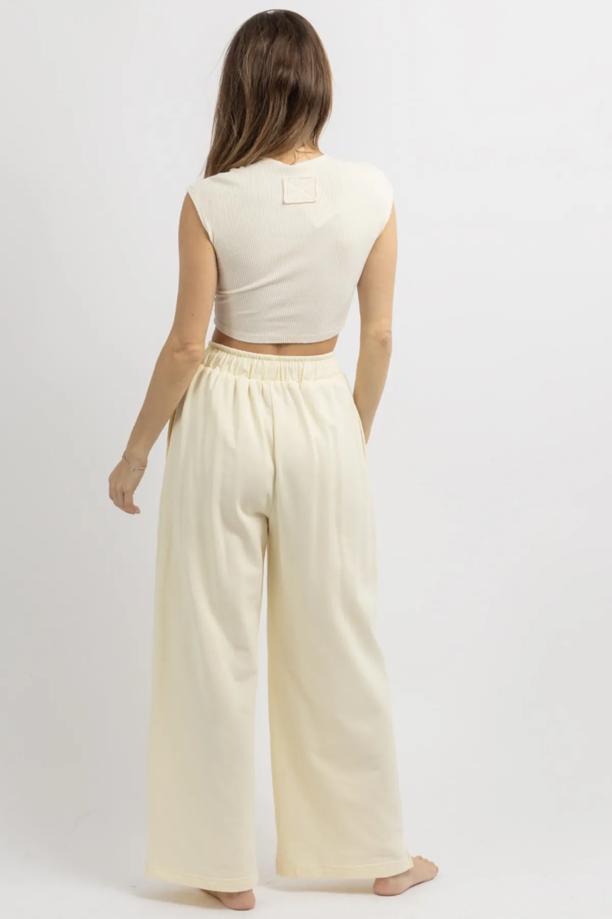 CREAM CORA WIDE-LEG LOUNGE PANT