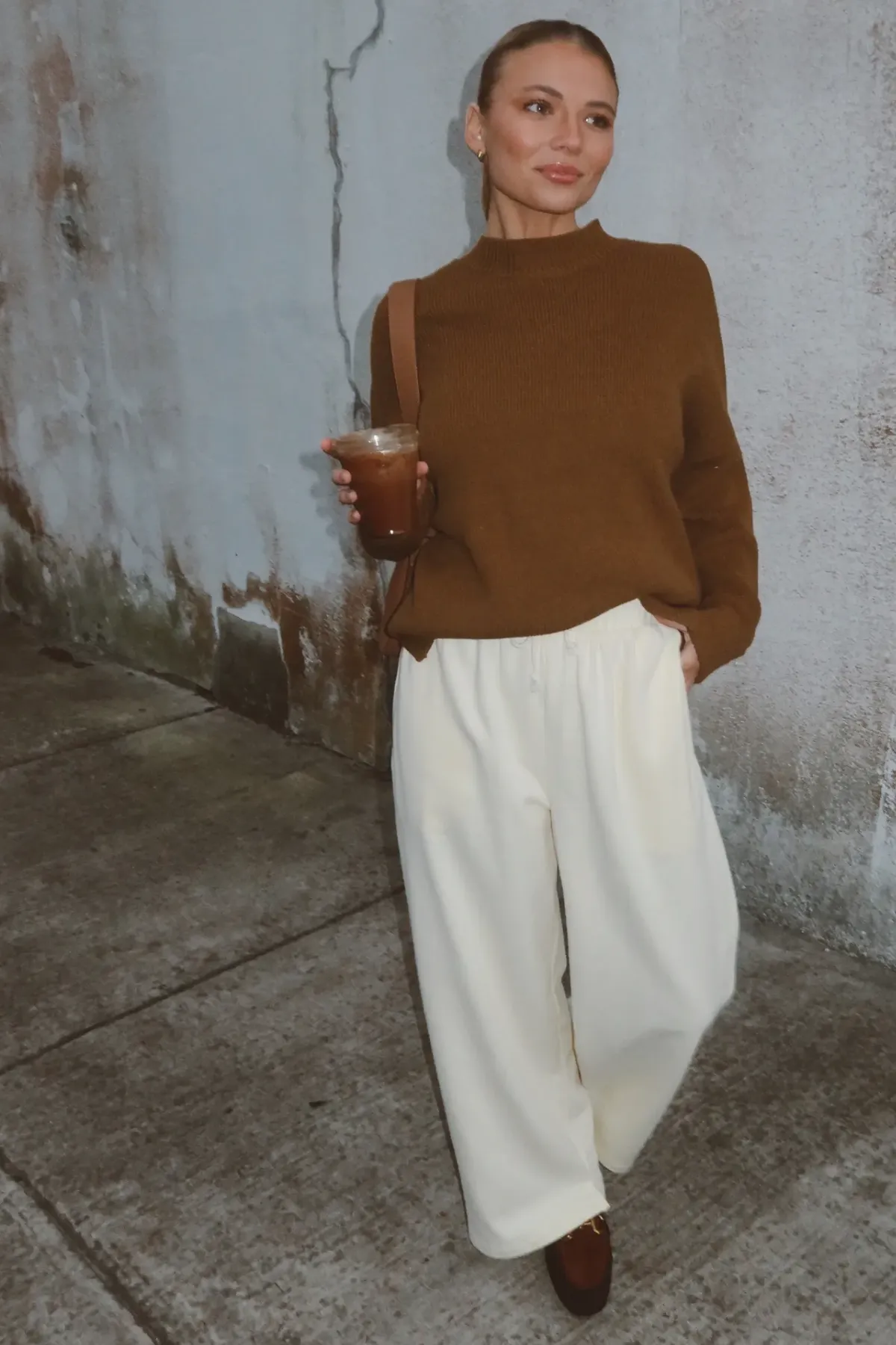 CREAM CORA WIDE-LEG LOUNGE PANT