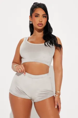 Cuddle With Me II Velour PJ Short Set - Charcoal