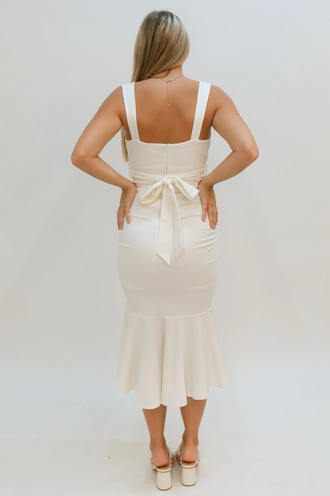 Darcy Ruffle Midi Dress - White