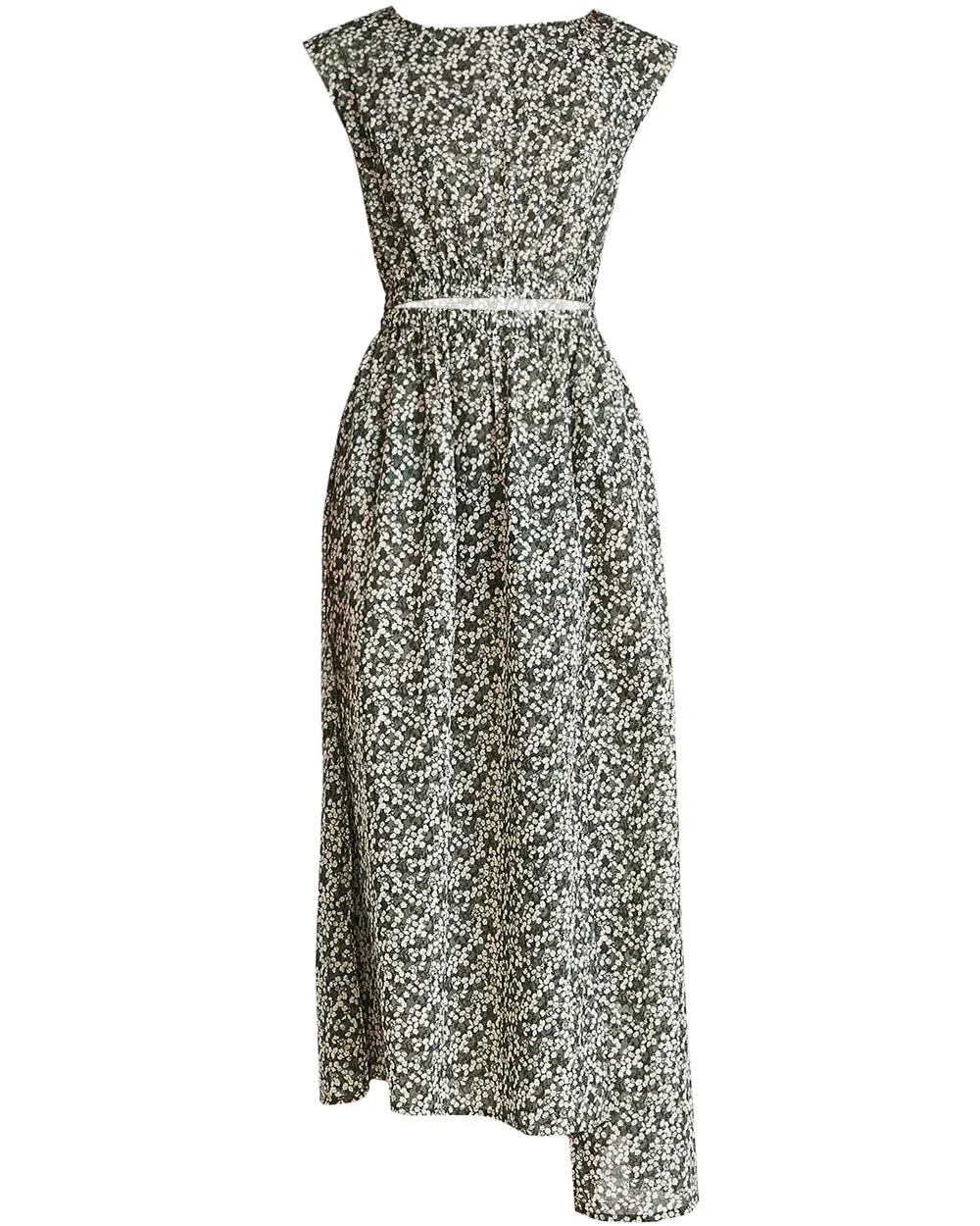 Deep Sage Floral Marietta Midi Dress