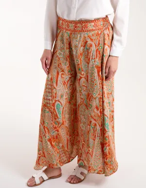 Embellished Waist Wide Leg Trousers