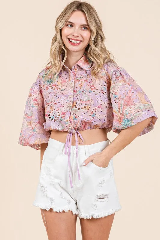 Eyelet Crop Top **This item has free shipping.**