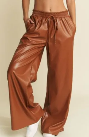 Faux Leather Cognac Pants