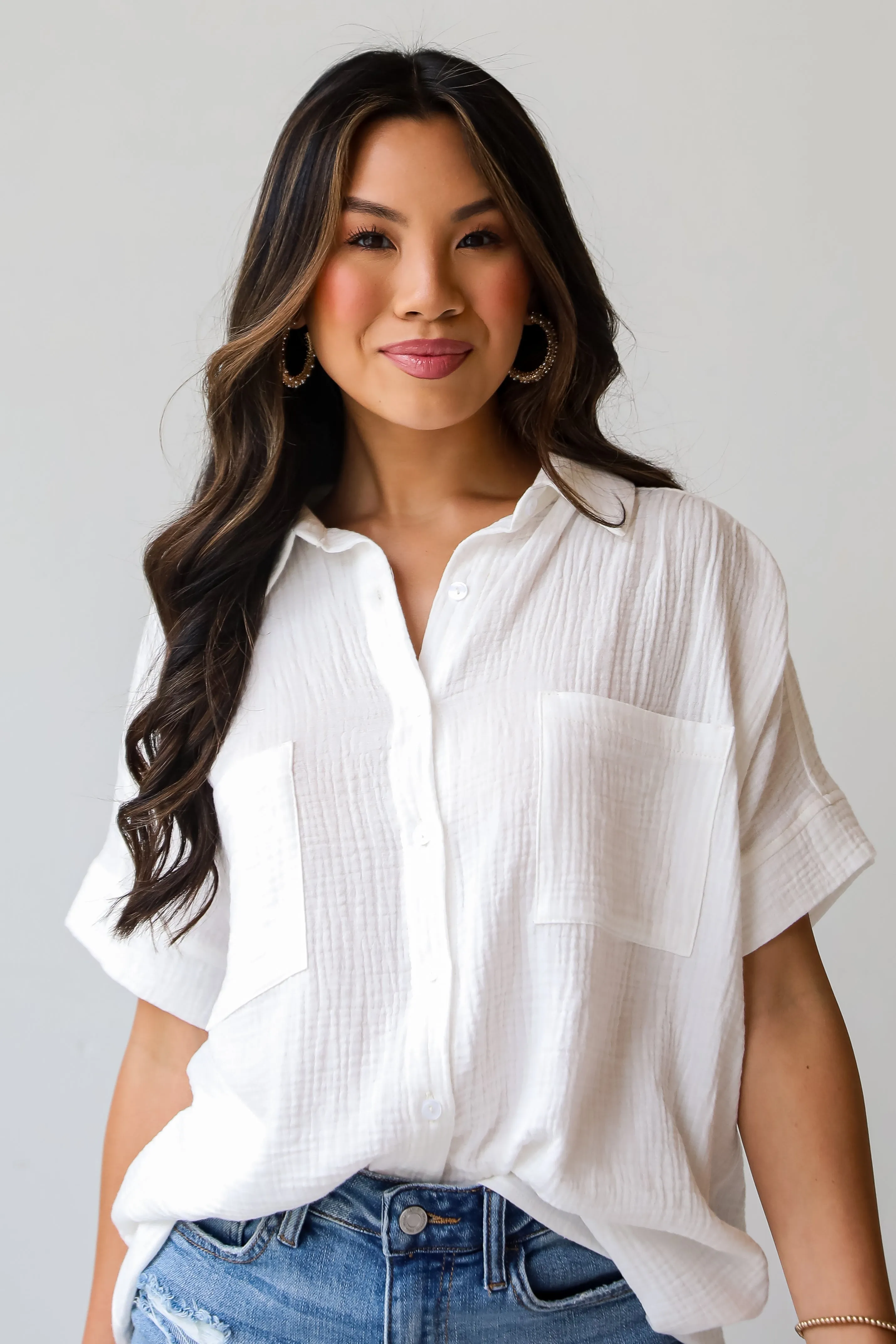 FINAL SALE - Sun-Drenched Sweetie Ivory Linen Blouse
