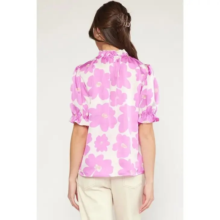 Floral Mock Neck Blouse