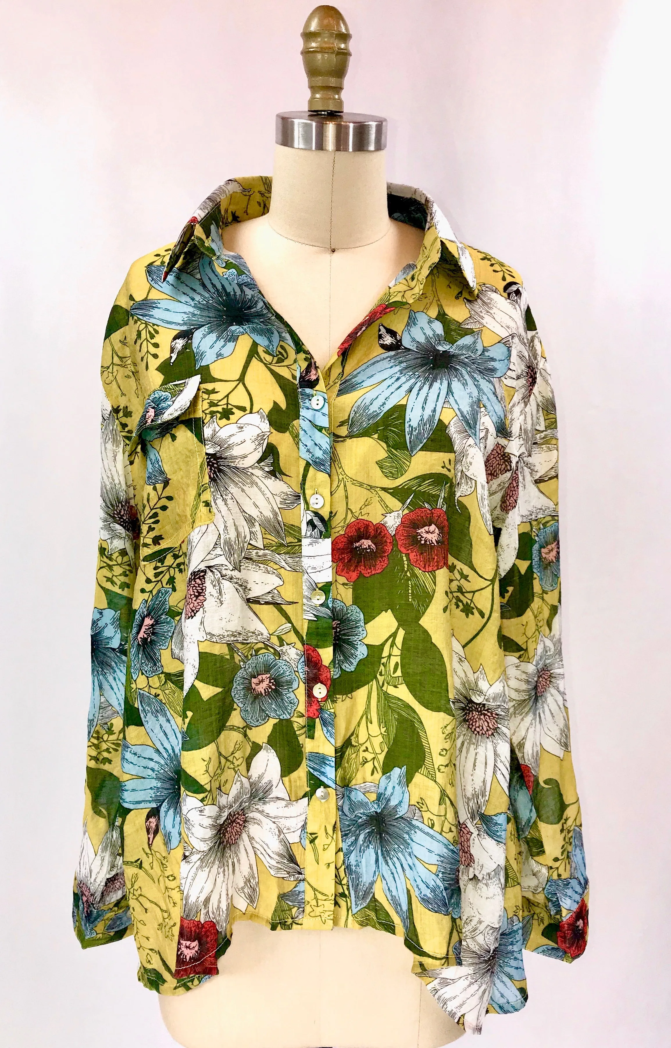 Floral Print Button Down Blouse