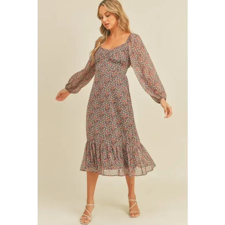 Floral Print Midi Dress