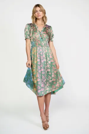 Gradient Floral Surplice Midi Dress
