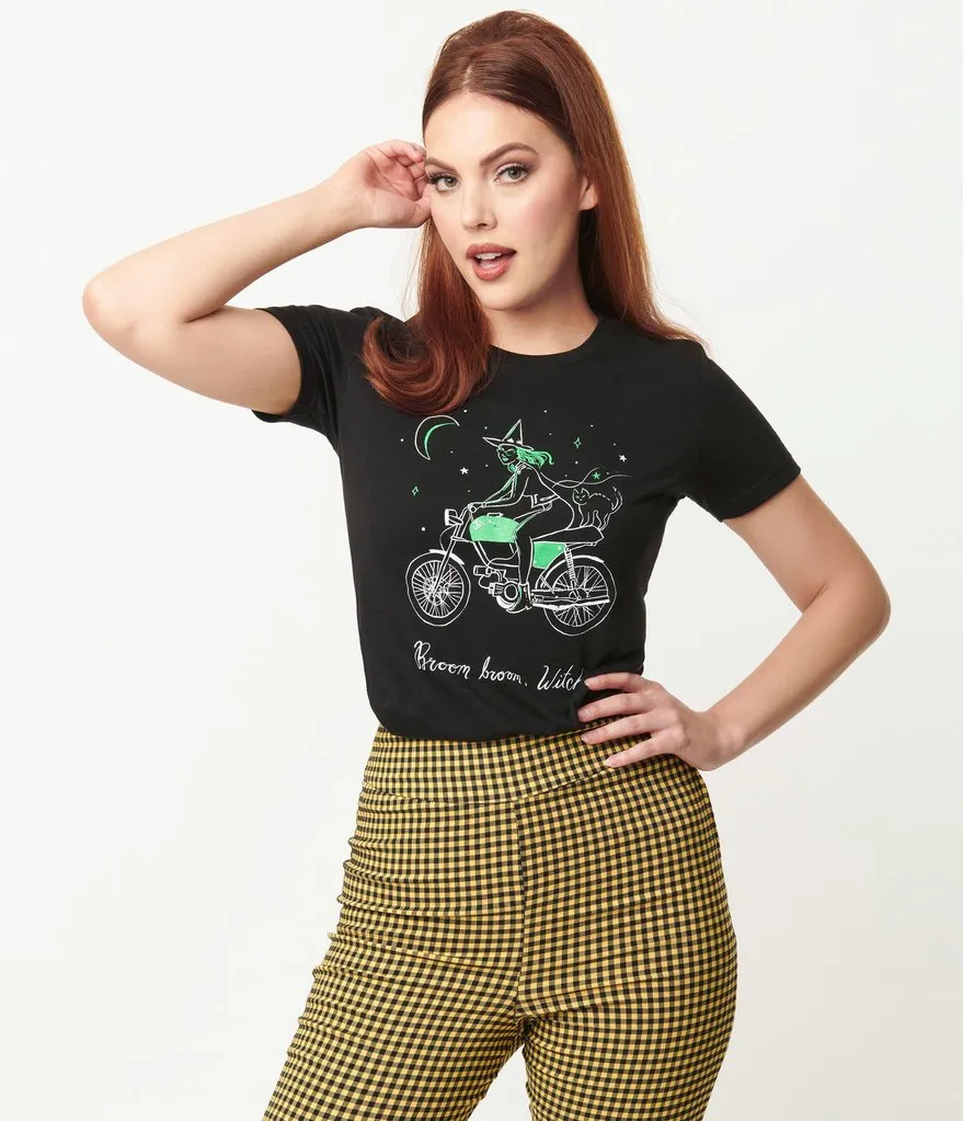 Green And White Biker Witch Tee - Unisex Shirt