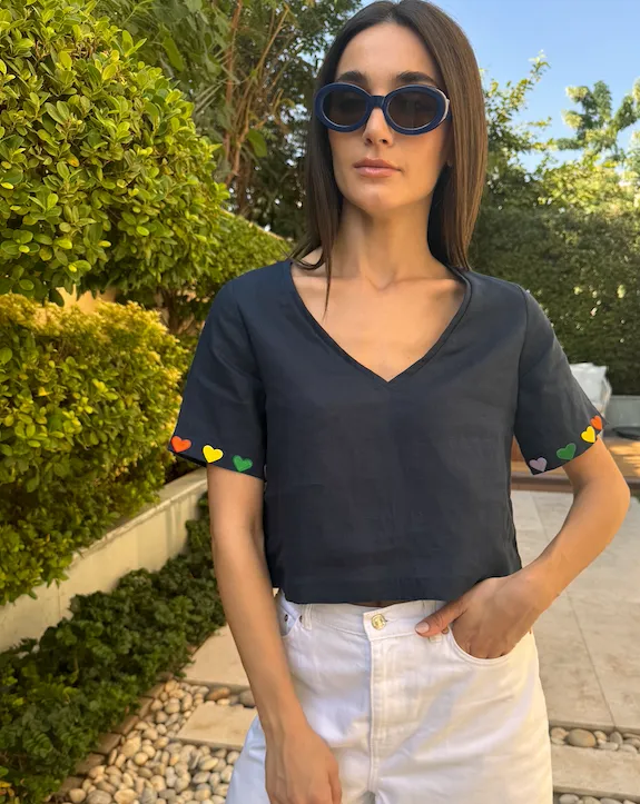 HEARTS Top- Navy