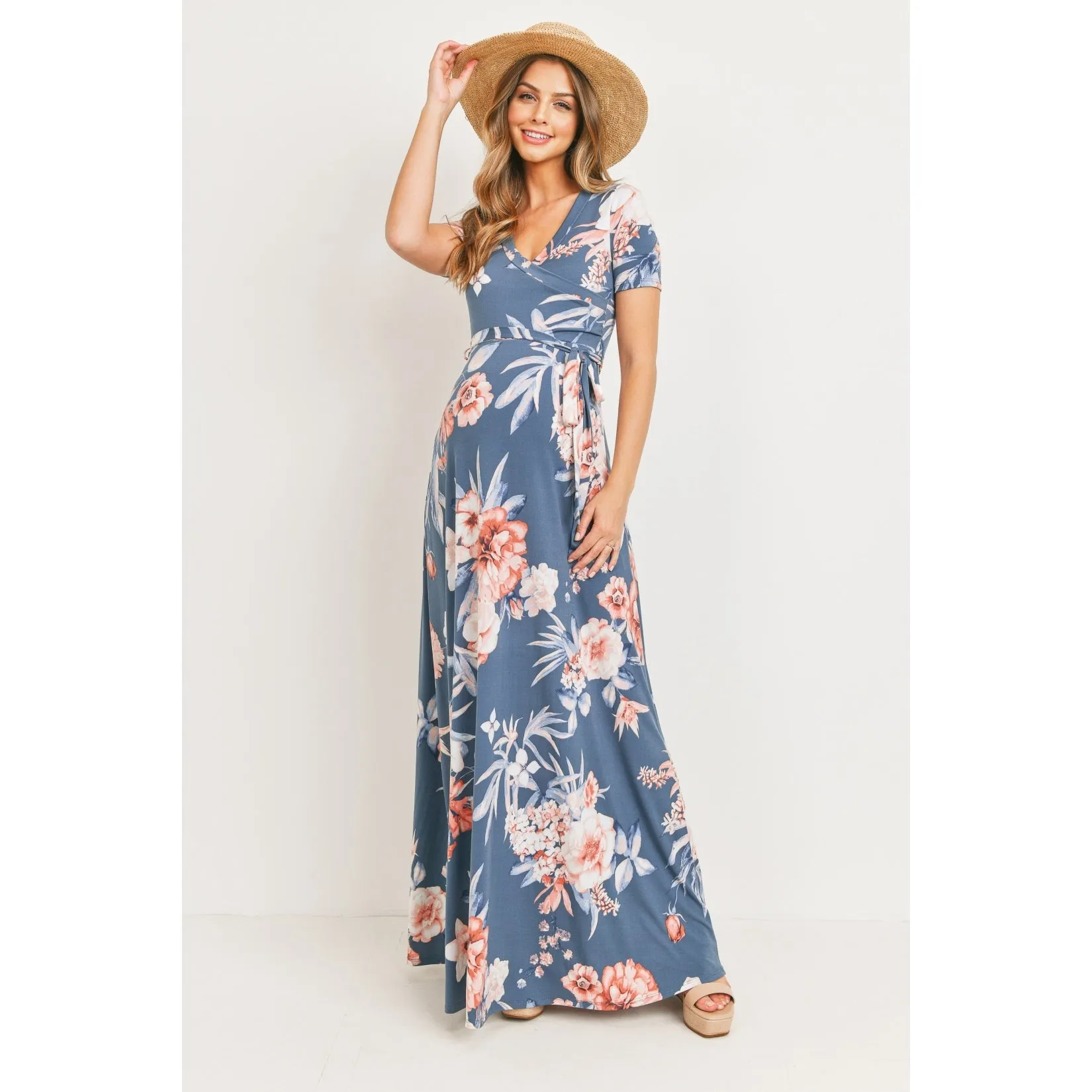 Hello Miz Floral Side Tie Maternity & Nursing Dress