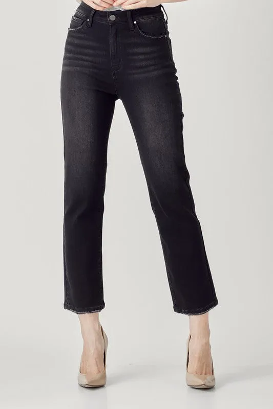 High Rise Crop Straight Jeans