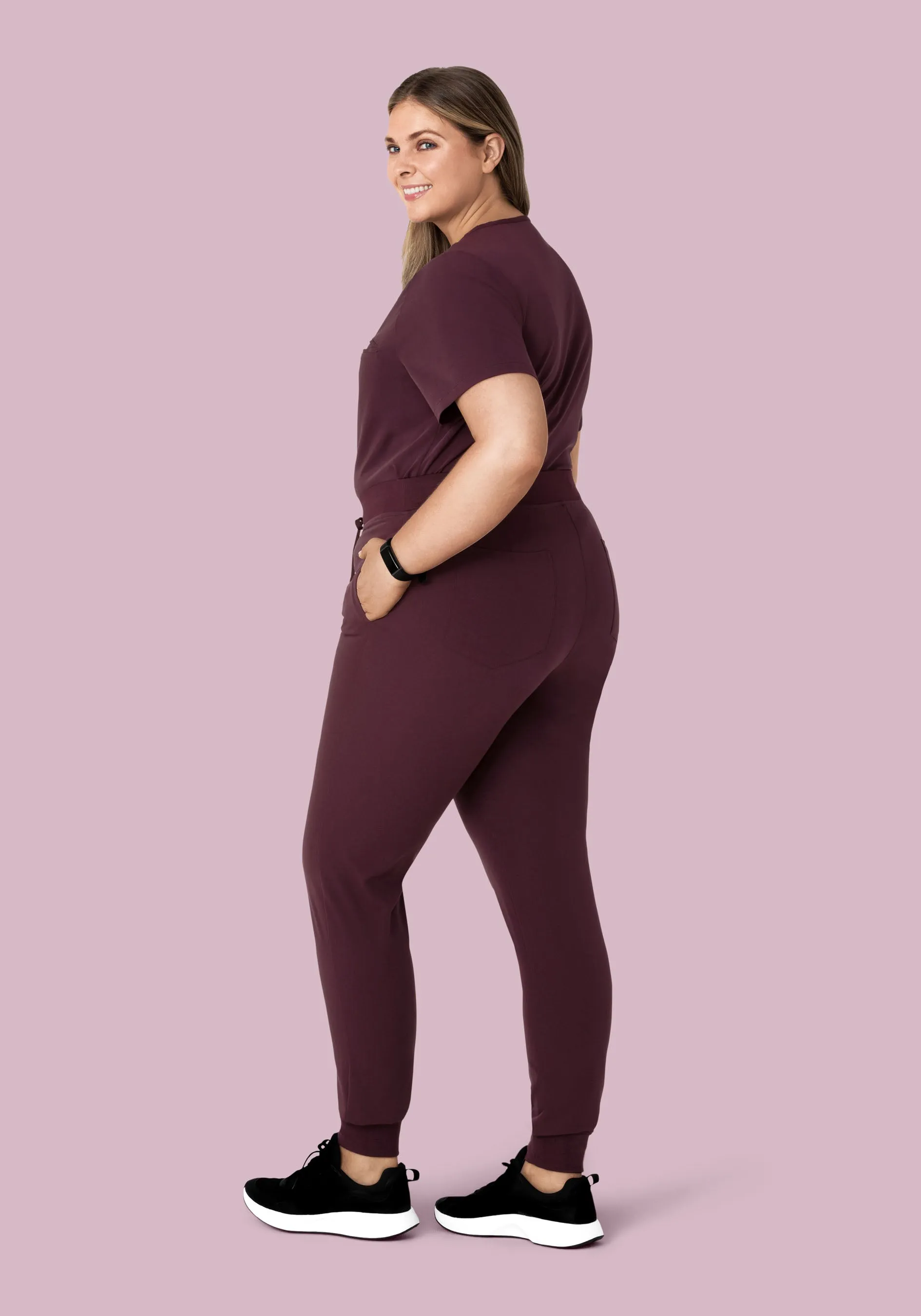 High Waisted Joggers Merlot