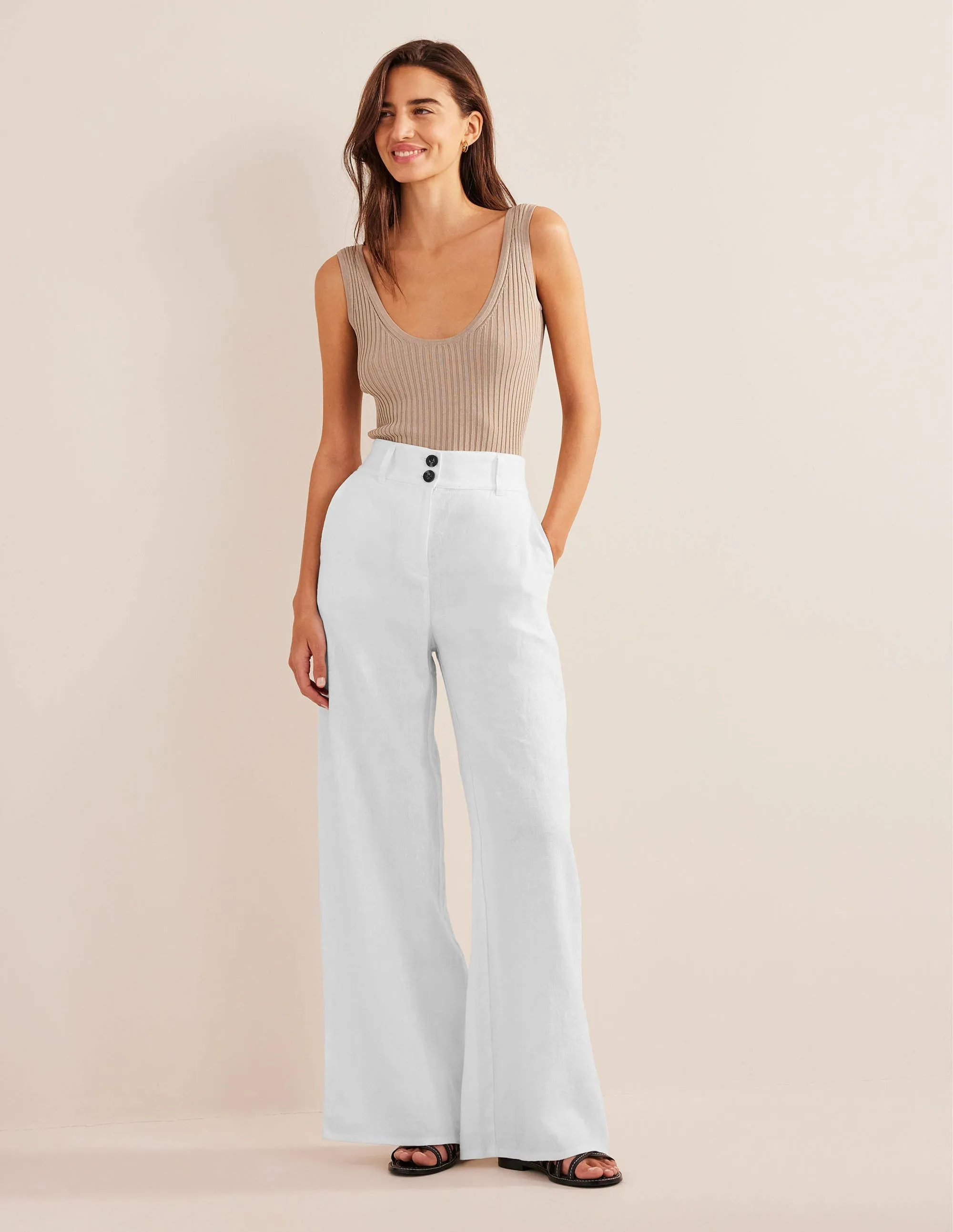 Highbury Linen Trousers-White