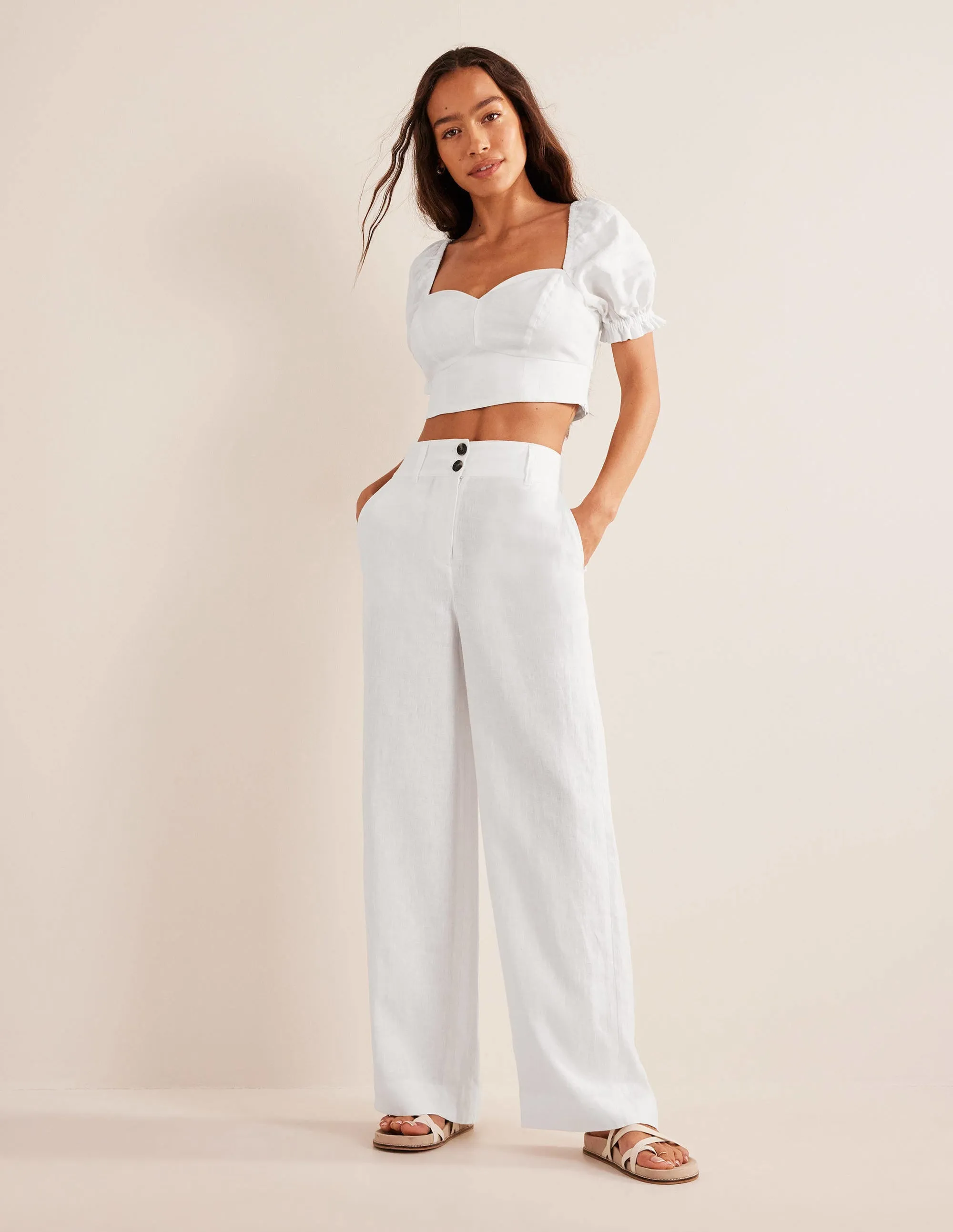 Highbury Linen Trousers-White
