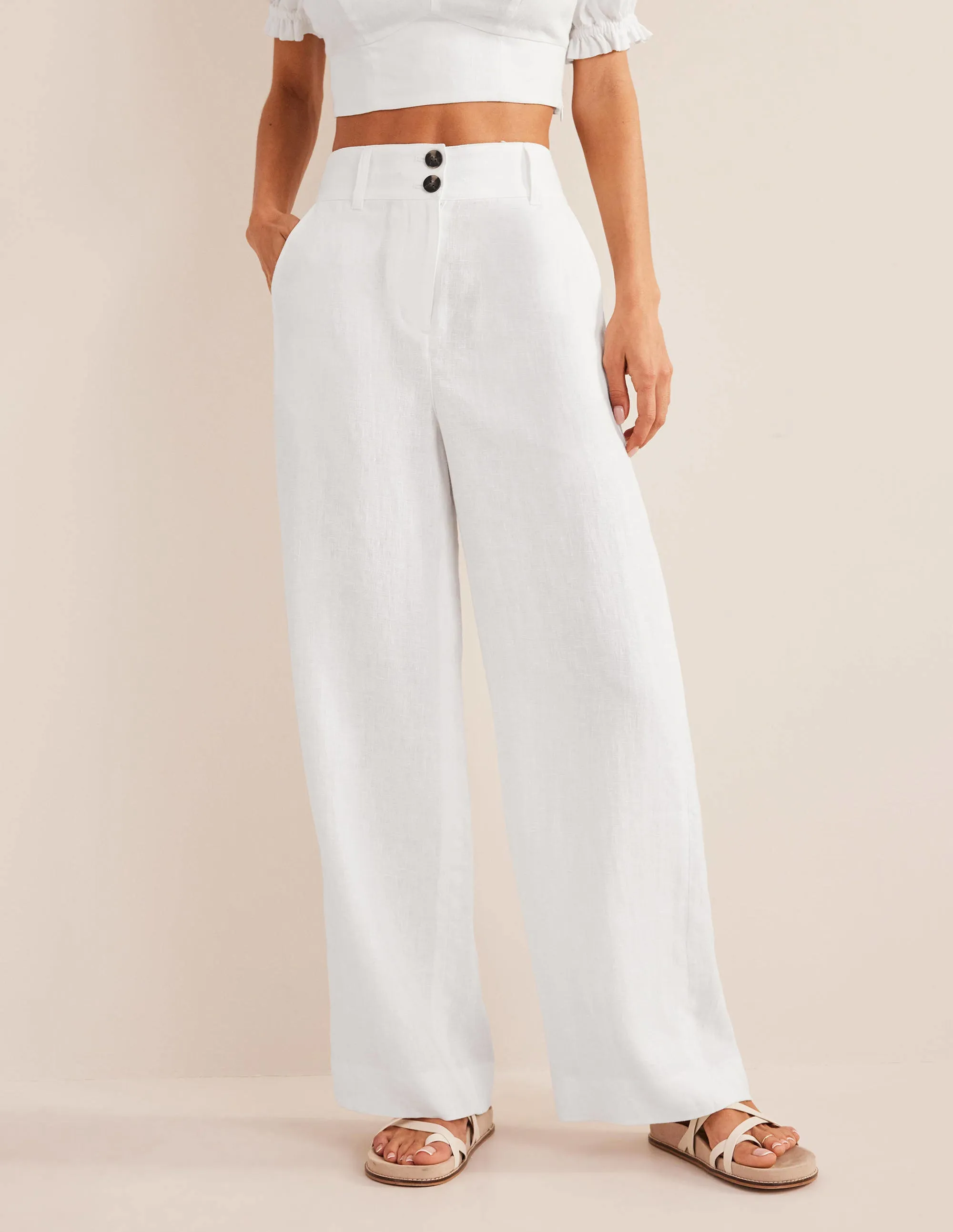 Highbury Linen Trousers-White