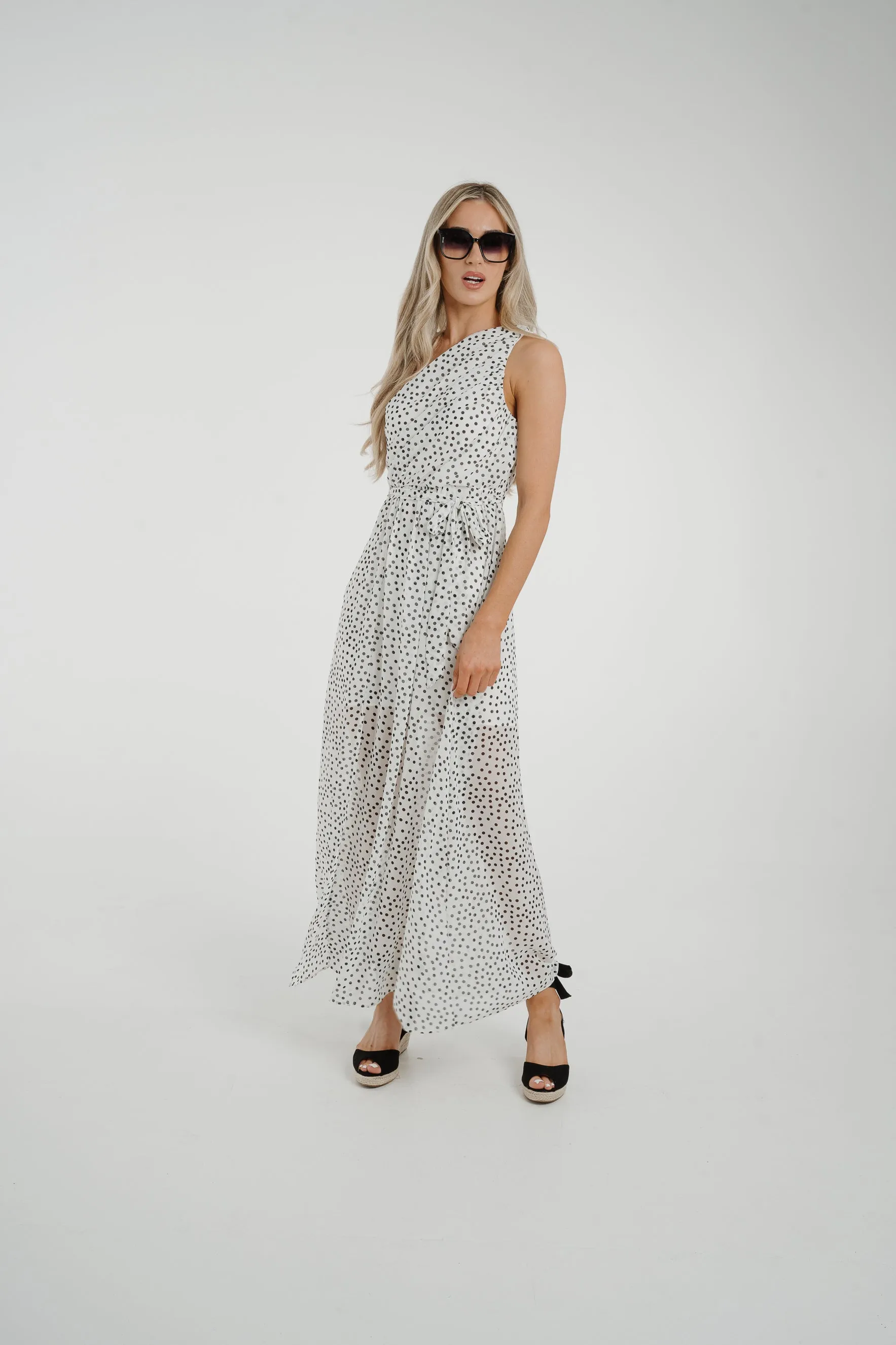 Holly Spotted One Shoulder Dress In White