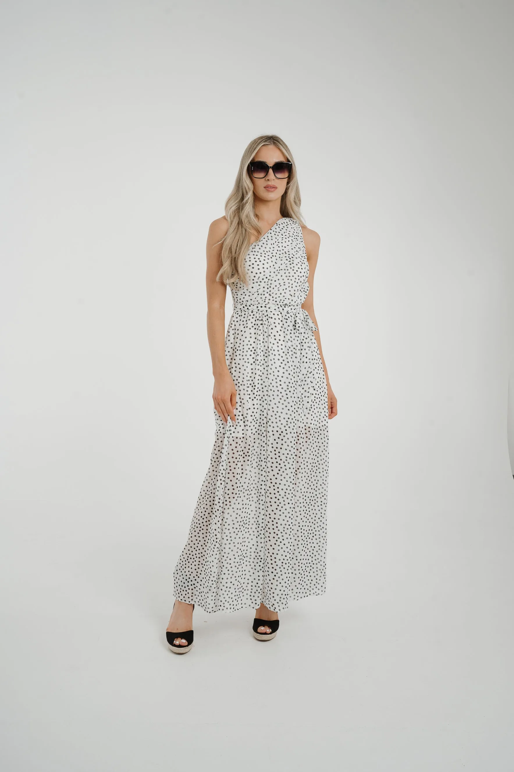 Holly Spotted One Shoulder Dress In White