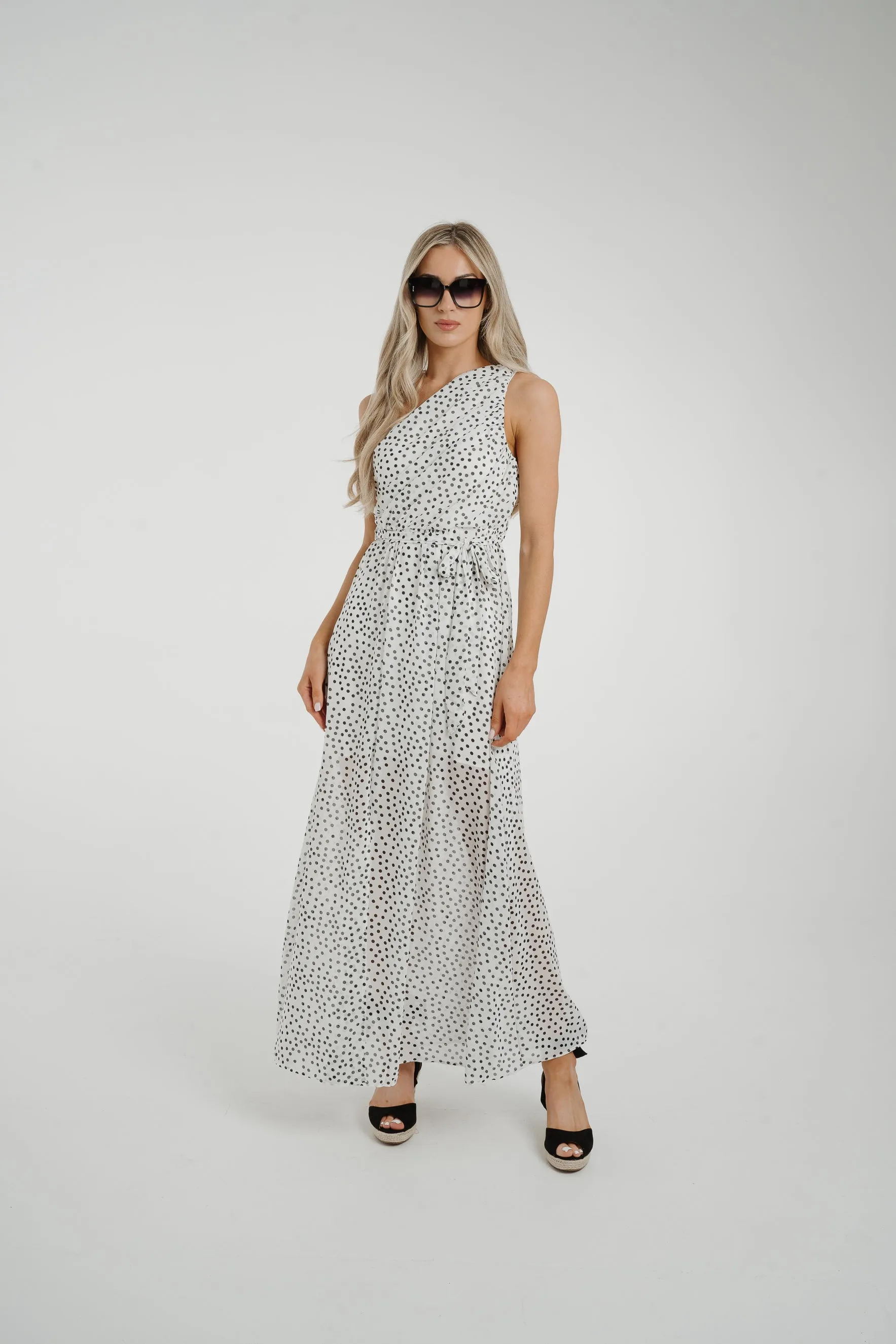 Holly Spotted One Shoulder Dress In White