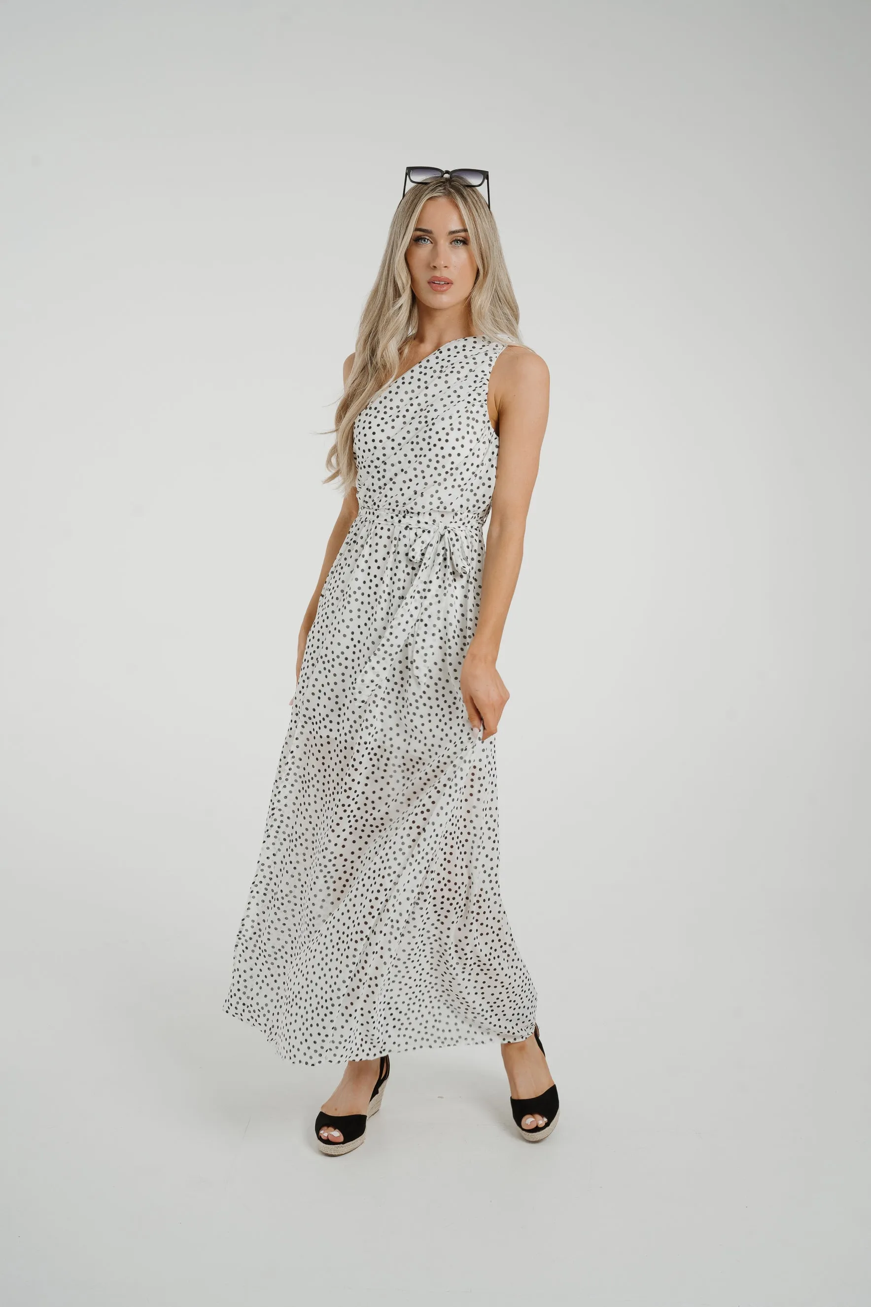 Holly Spotted One Shoulder Dress In White