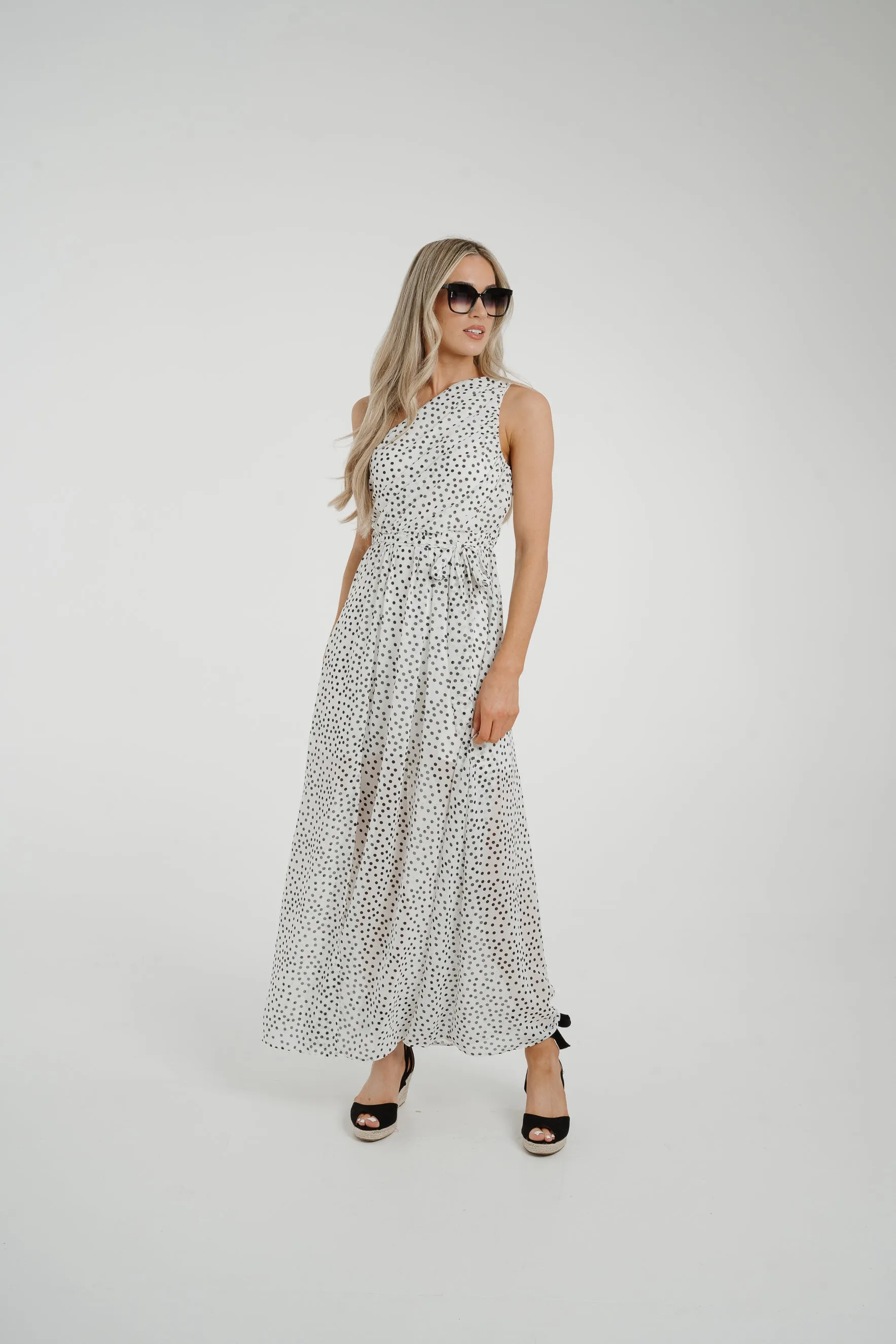 Holly Spotted One Shoulder Dress In White