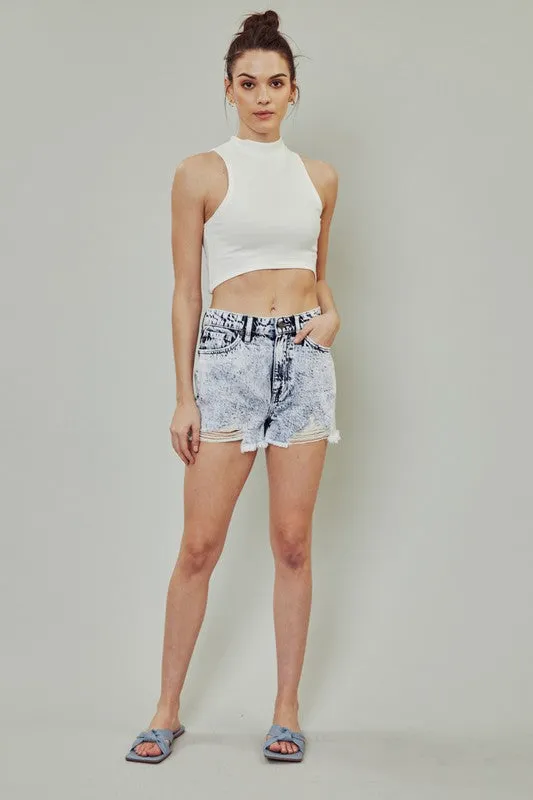Kancan Acid Wash Denim Shorts