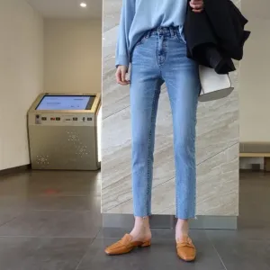 [Korean Style] Hatti High Rise Cropped Straight Slim Jeans