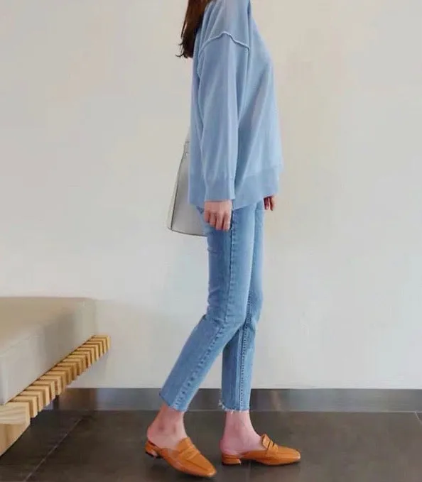[Korean Style] Hatti High Rise Cropped Straight Slim Jeans