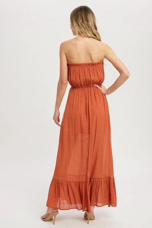 Maxi Dress - Woven Dress Featuring A Tube Neckline